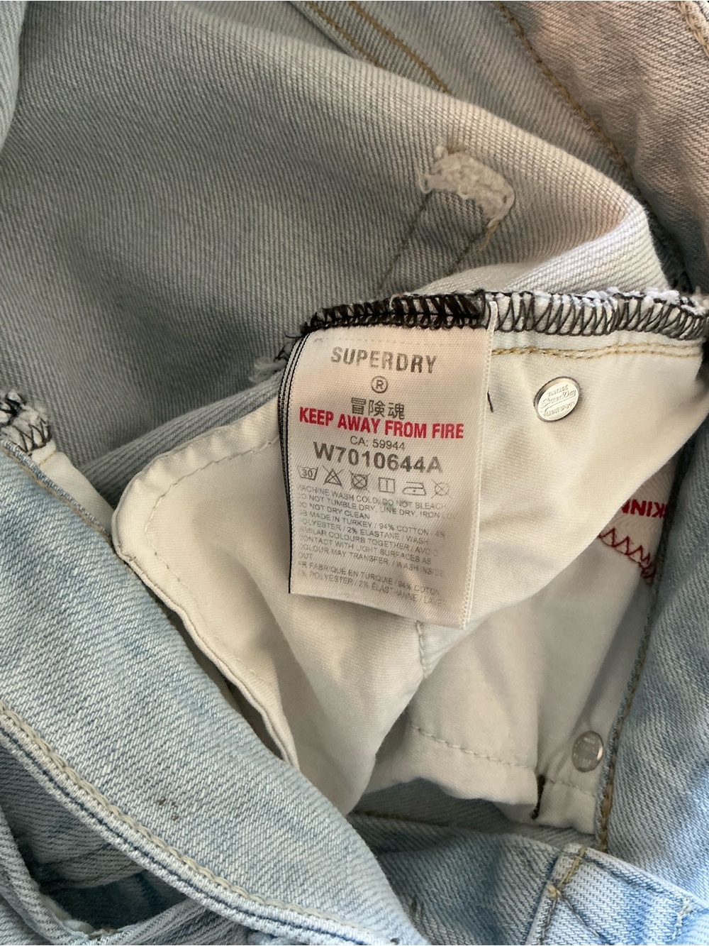 Superdry Light Blue Skinny High-Rise Ripped Knee Jeans Size 27 - Picture 10 of 14